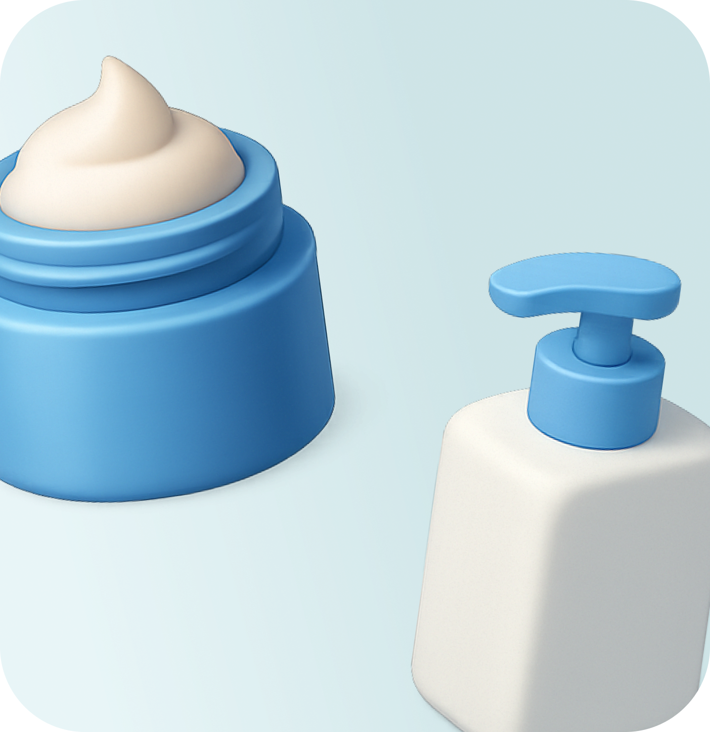 pote de crema abierto y crema emulsion iconos en 3d