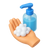 icono 3d de mano limpiandose con jabon