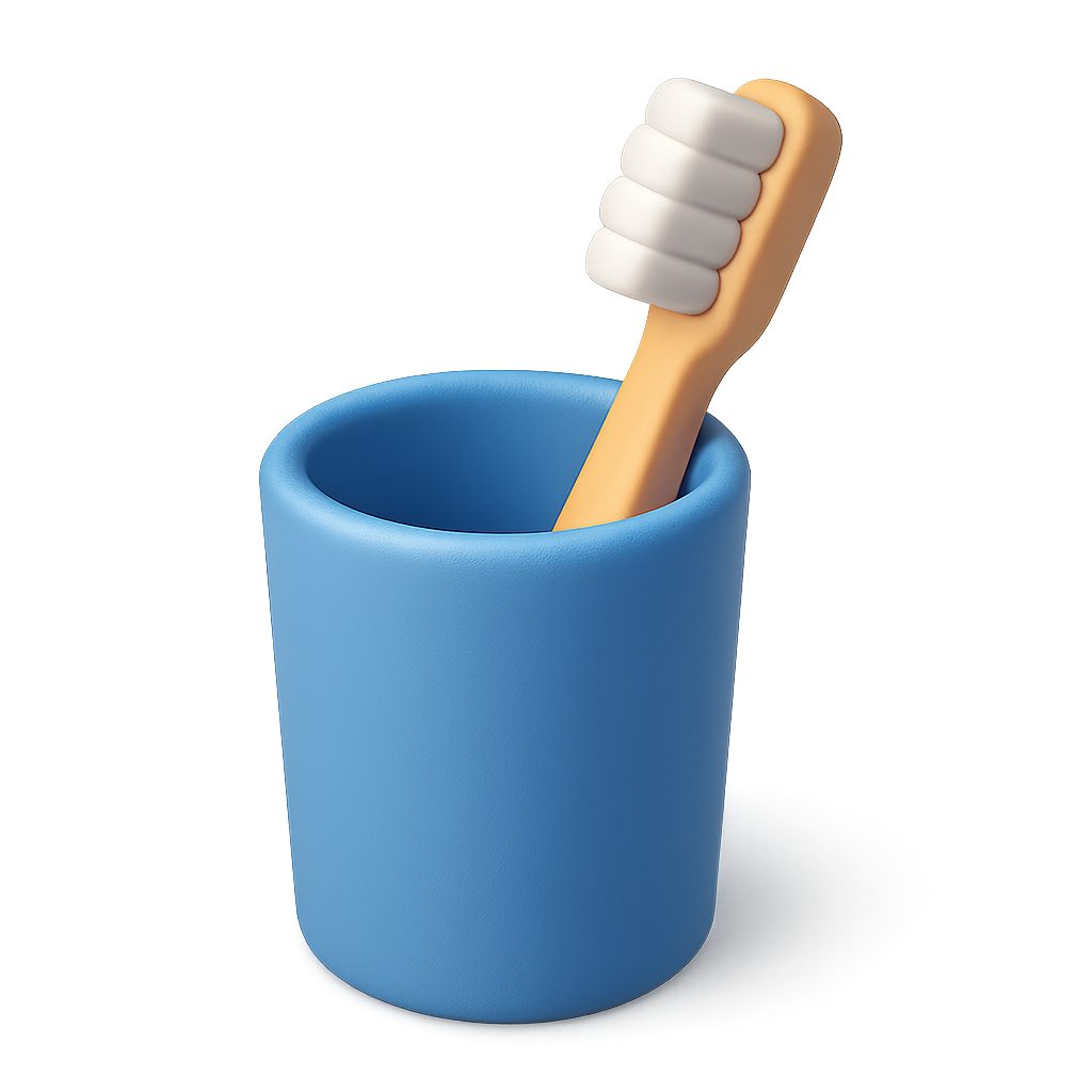 icono 3d cepillo de diente en un vaso