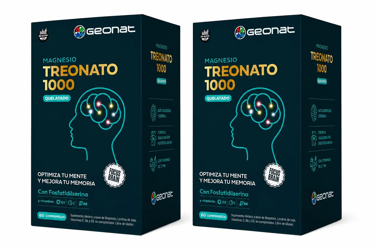 Pack x 2  Geonat Treonato Magensio x 60 Comprimidos
