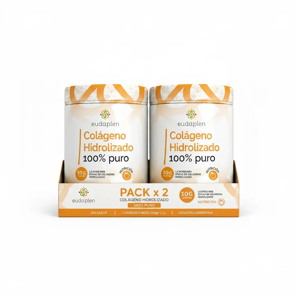 Pack x2 Colágeno Hidrolizado Puro - 25 Servicios - Eudaplen Sabor Sin Sabor