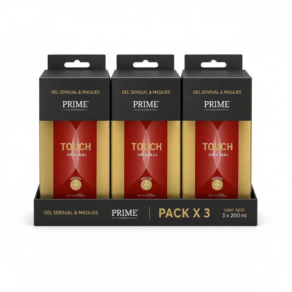 Pack x3 Gel Intimo Prime Touch X 200ml | Lubricante Y Masajes 2 En 1 Sin Sabor