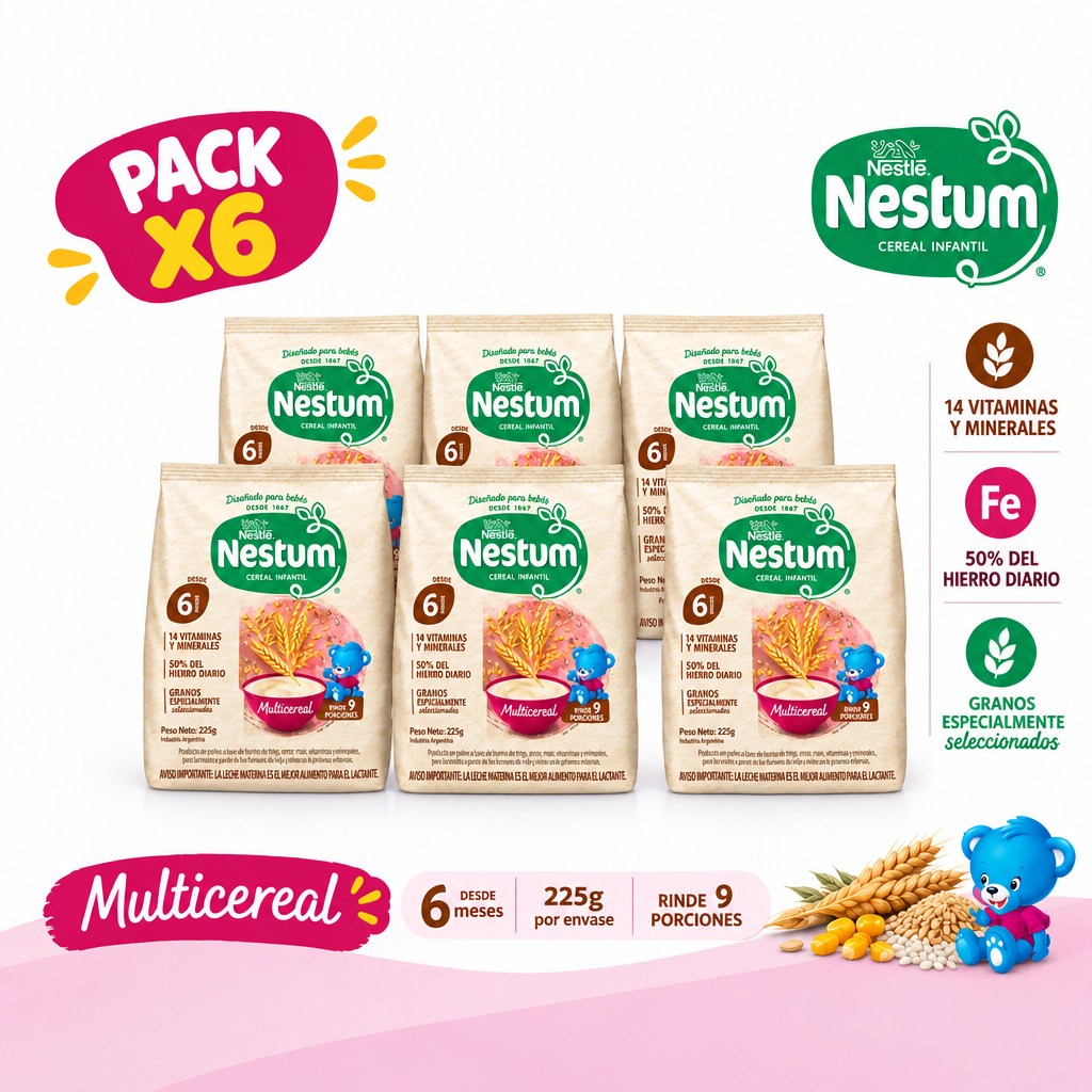 Pack x6 Nestle Nestum Multicereal En Polvo 225g