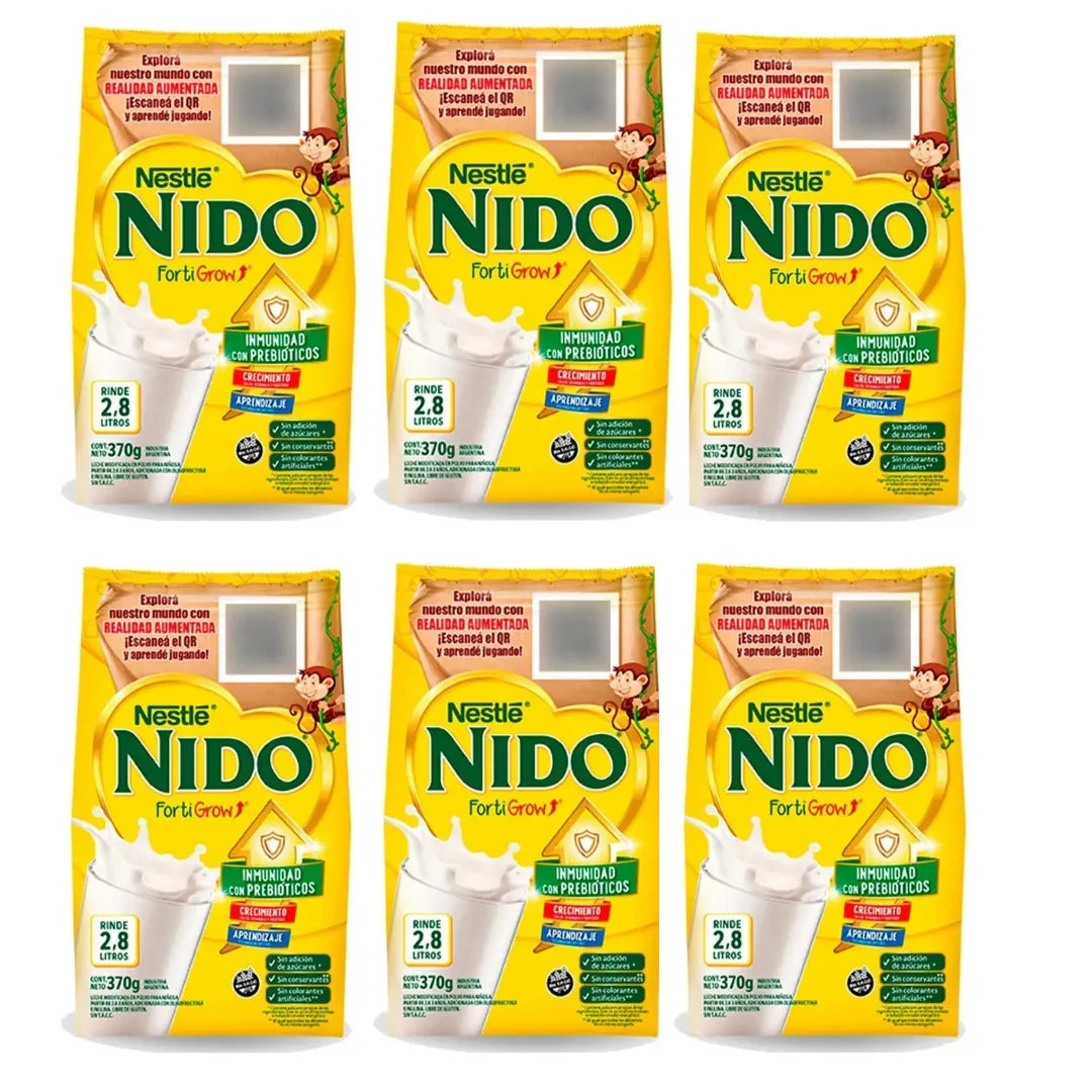 Pack x6 Nido Fortigrow Leche En Polvo 370gr