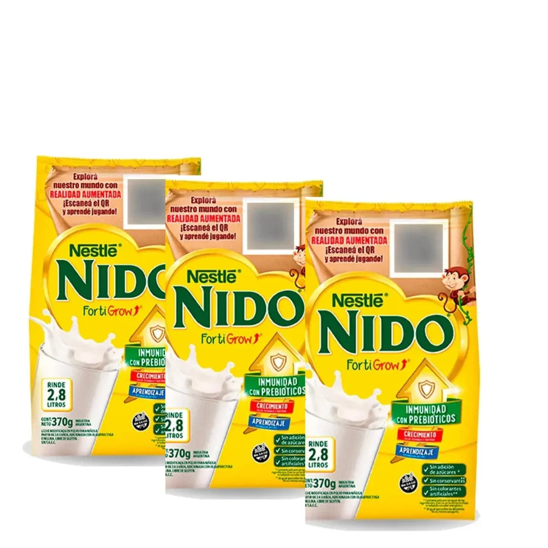 Nido Fortigrow Leche En Polvo 370gr X 3 Combo