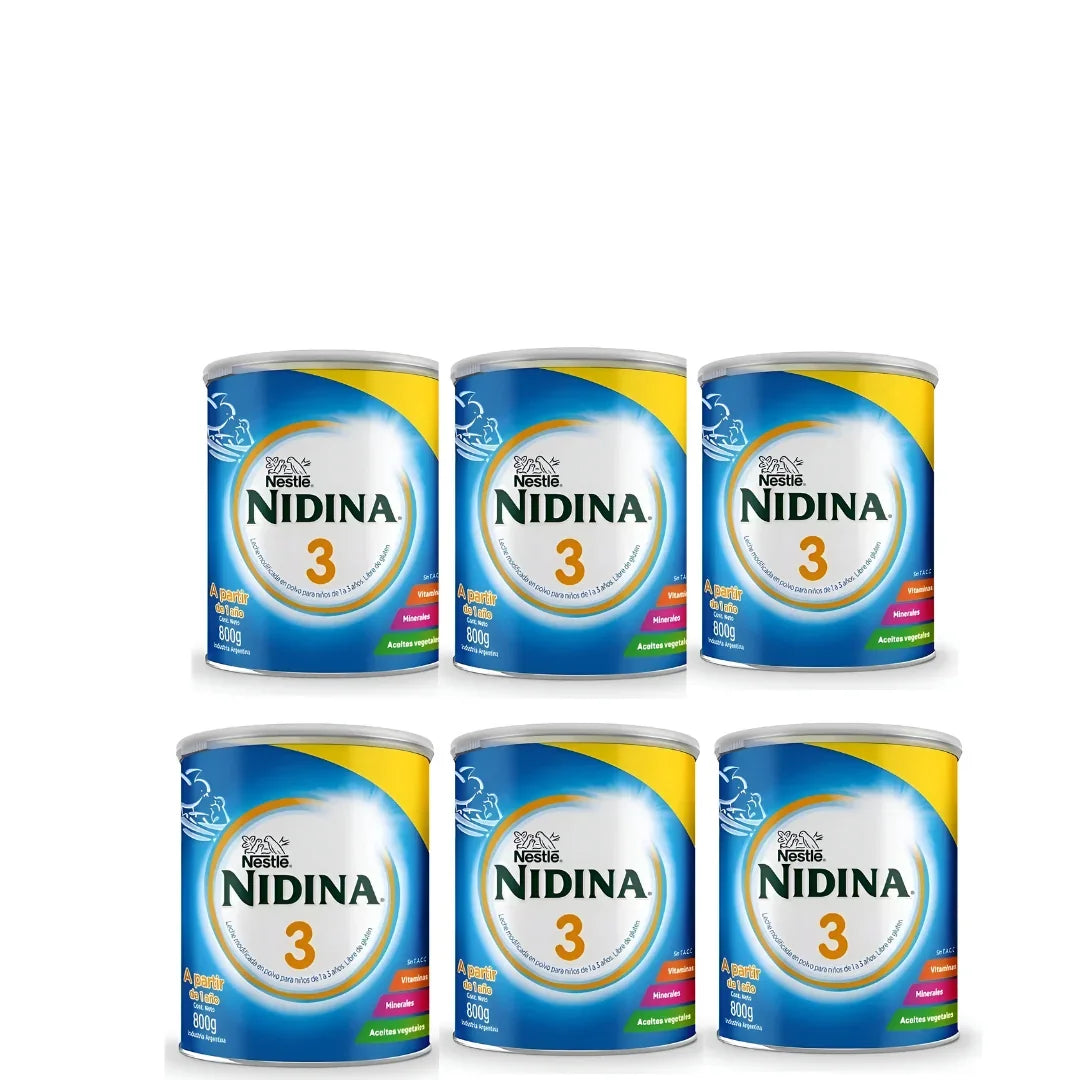 6 Leches De Fórmula En Polvo Nestlé Nidina 3 Por 800 Grs