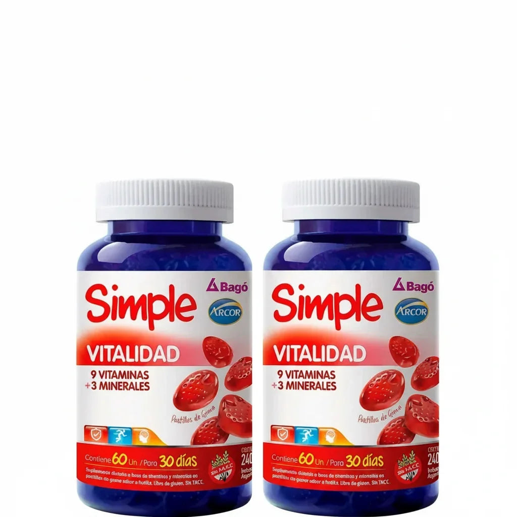 Pack X2 Simple  Vitalidad  60 Pastillas Goma