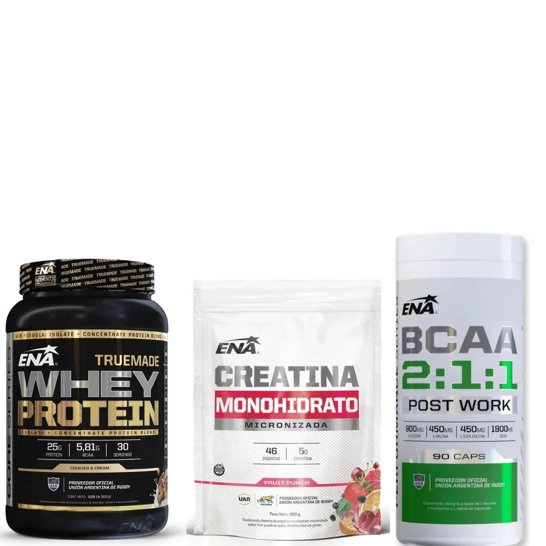 Combo Volumen Whey Proteina Truemade + Bcaa + Creatina Ena
