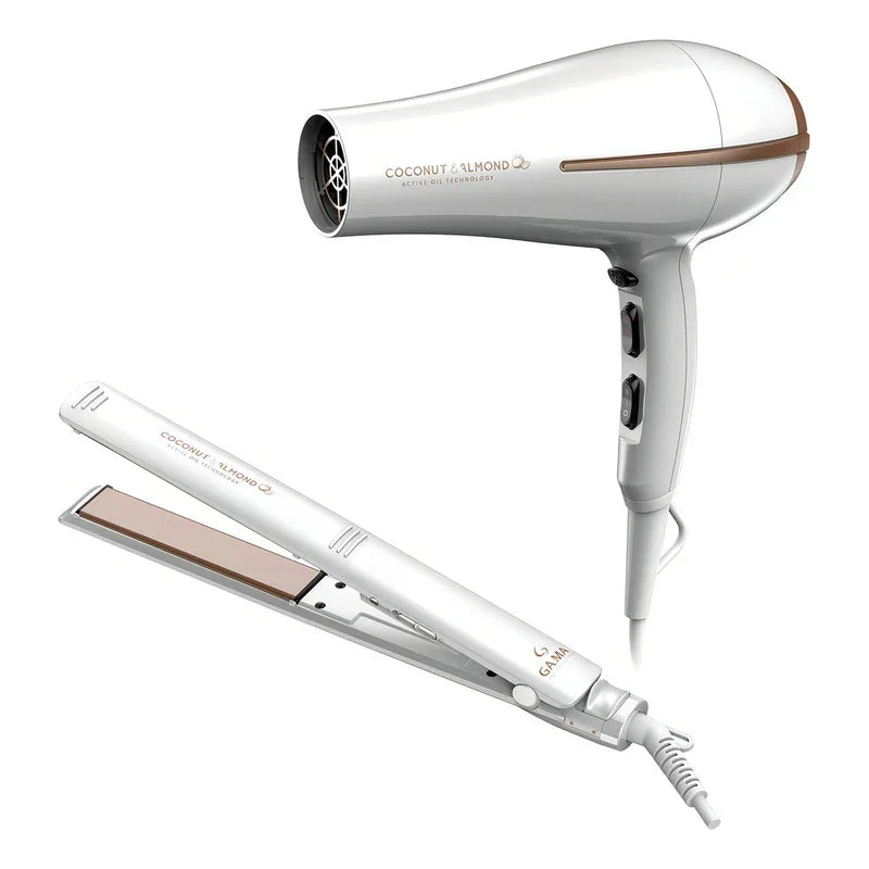Combo Secador 2300w E Planchita De Pelo Gama Coconut & Almond Active Oil
