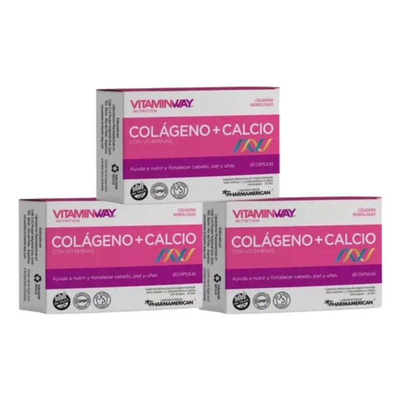 3 Colageno + Calcio Vitamin Way - 60 Capsulas