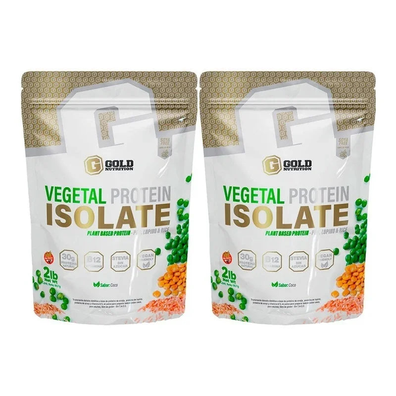 Proteina Isolate 100% Vegetal Gold Nutrition 2un X 2 Lb Sabor Coco