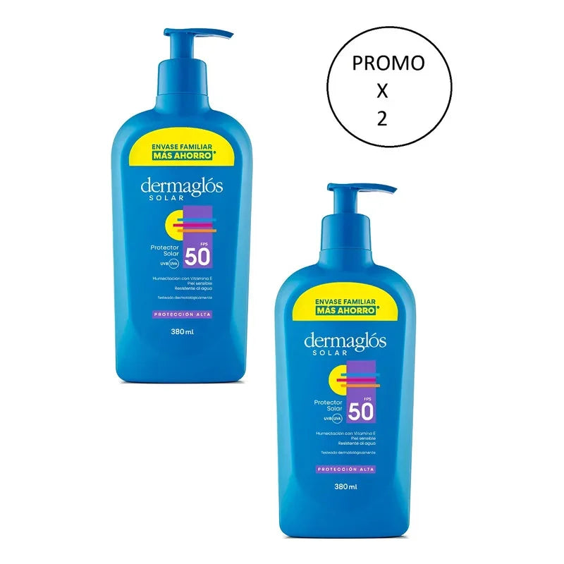 Dermaglos Protector Solar 380ml Fps 50 Promo X 2 Unidades