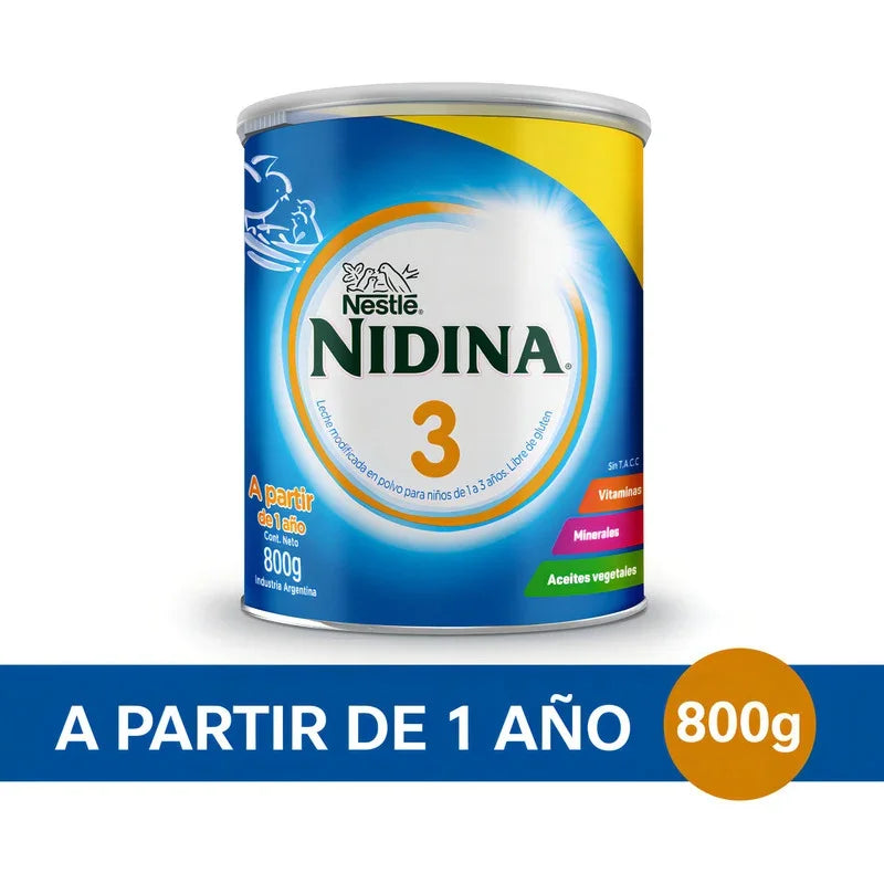 Leche Infantíl Nidina 3 En Polvo 800g Sabor Maternizada Nestlé