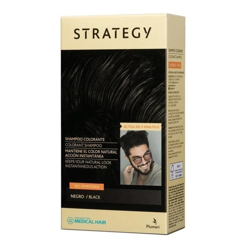 Strategy Shampoo Colorante Negro Hombres (efecto Inmediato