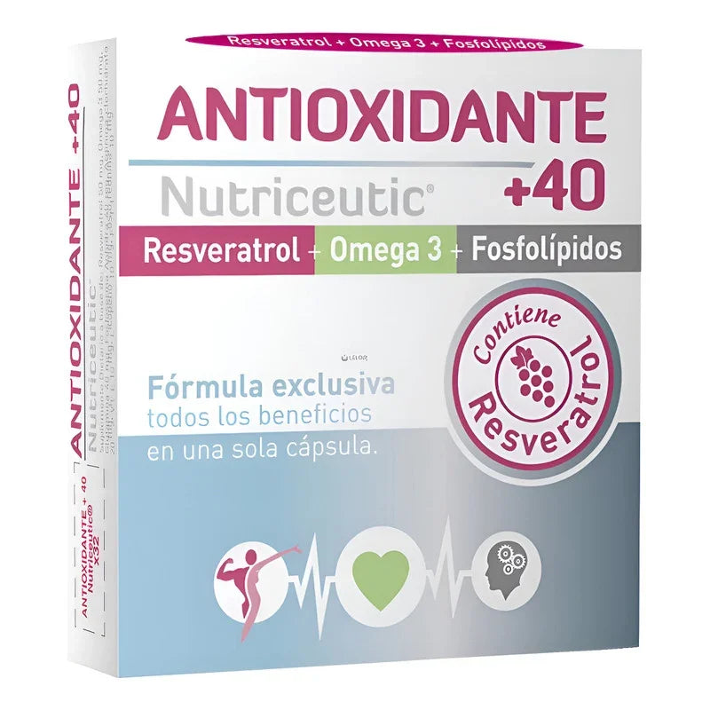 Nutriceutic Antioxidante +40 Resveratrol Omega 3 Cápsulas 32ud Sin Sabor