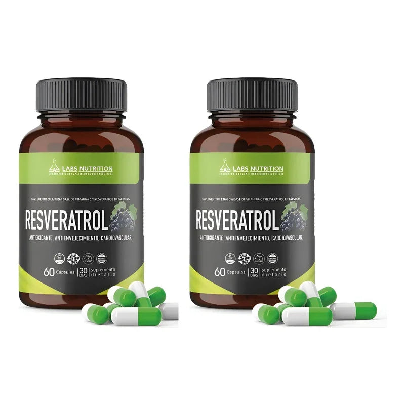Pack X2 Resveratrol 60 Caps Labs Nutrition Sin Sabor