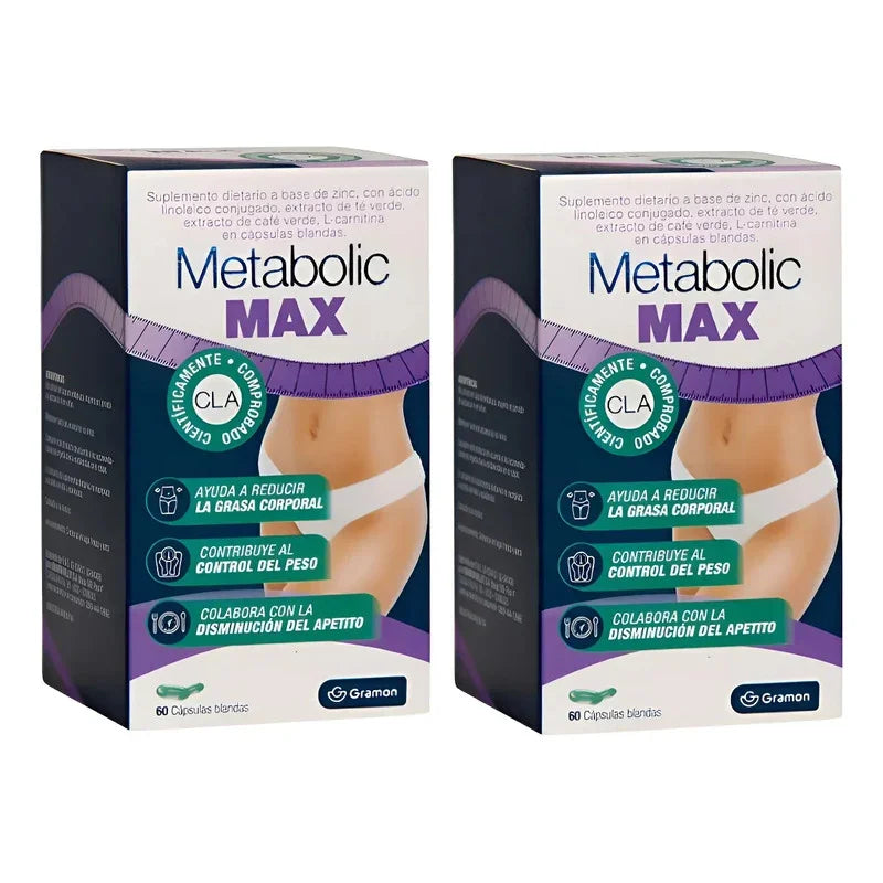 Pack X 2 Unid Metabolic Max Reduce Grasa Corporal X 60 Caps Sin Sabor