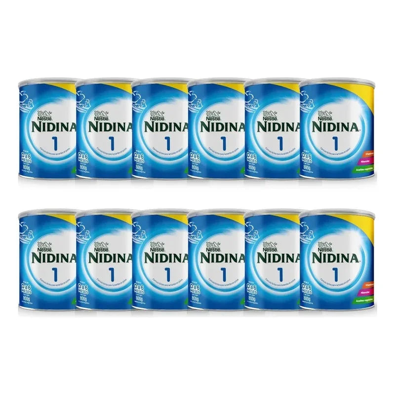12un Leche De Fórmula En Polvo Nestlé Nidina 1 En Lata 800g Tradicional