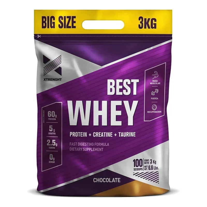 Proteína Xtrenght Nutrition Best Whey Chocolate 3kg Creatina Taurina