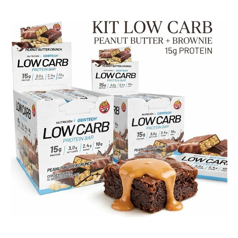 Barritas Proteicas Gentech Low Carb 10 Brownie + 10 Peanut