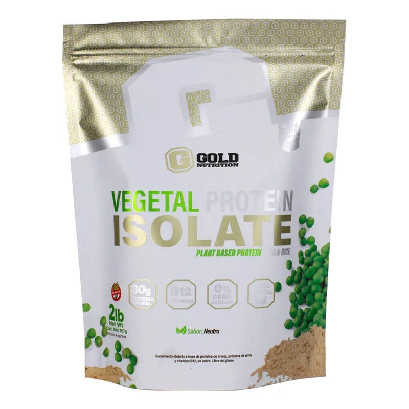 Vegetal Protein Isolate 2lbs 100% B12 Gold Nutrition Vegan Sabor Neutro