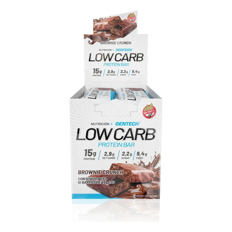Low Carb Protein Bar Gentech Barra Proteica Sin Gluten Caja Sabor Brownie Crunch