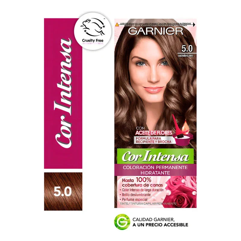 Kit Coloración Permanente Garnier Hidratante Cor Intensa Tono 5.0 Castaño Claro