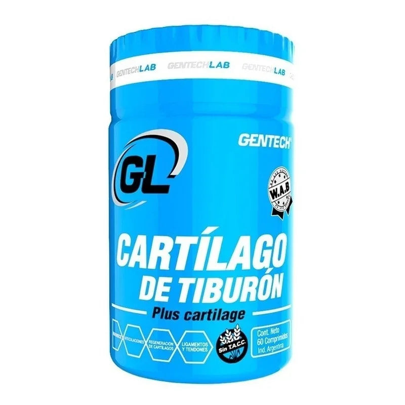 Cartílago De Tiburón Gentech Glucosamina Con Colágeno 60 Comprimidos Sin Sabor