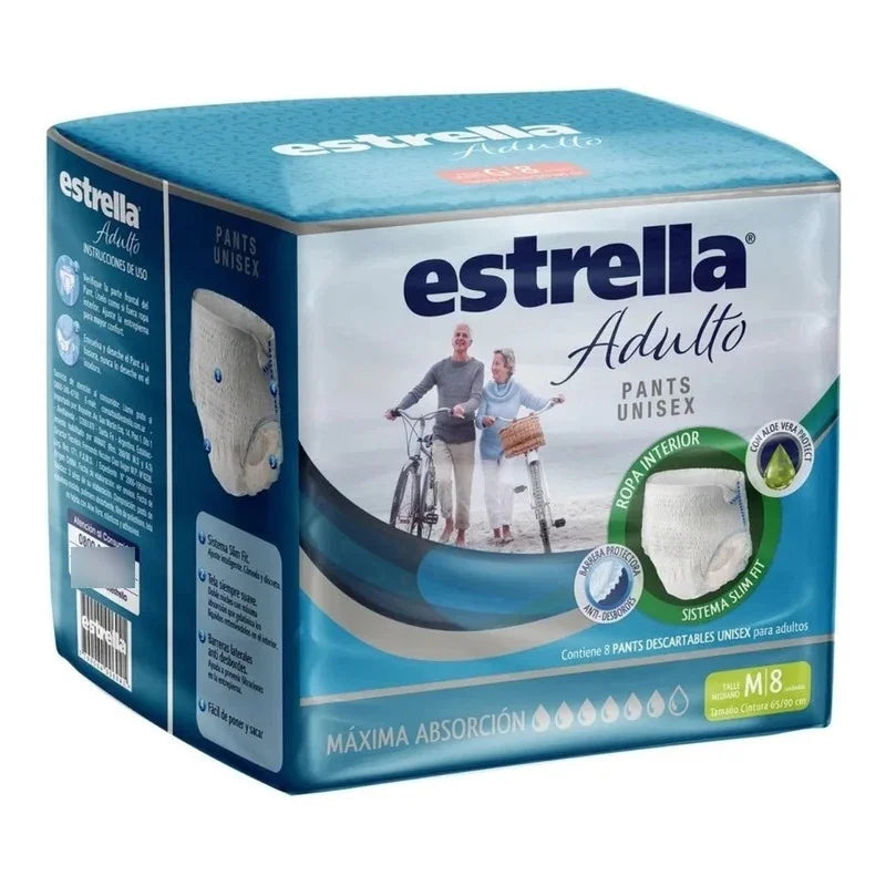 Pañal Estrella Adulto Pants Unisex Ropa Interior Mediano X8