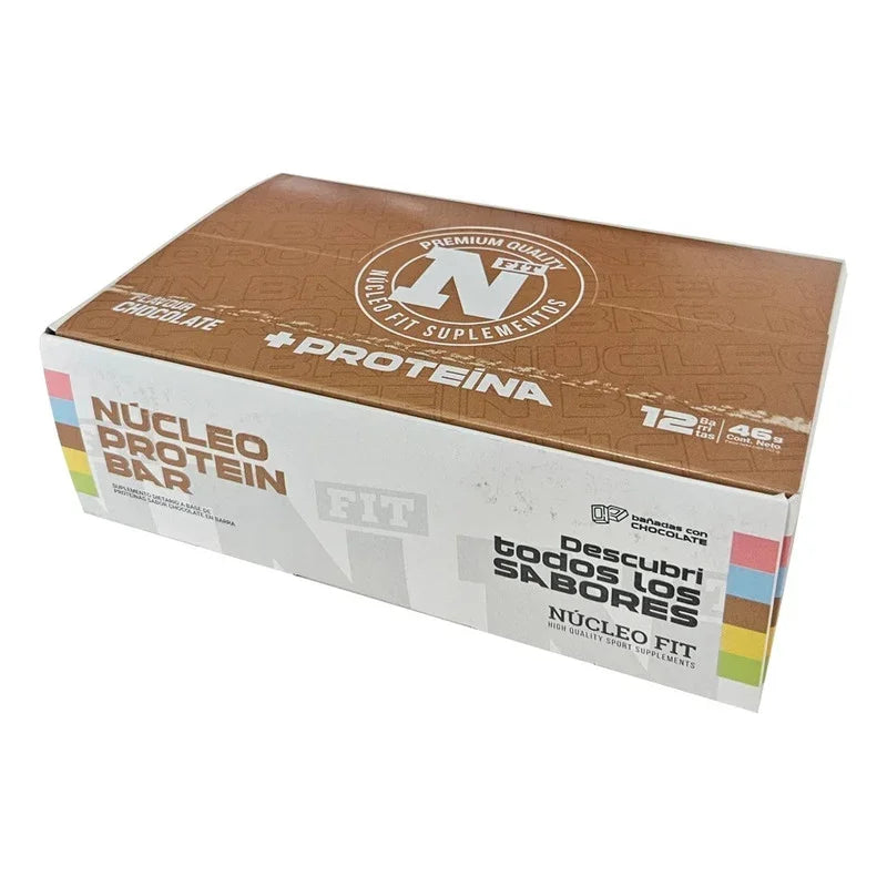 Caja 12 Barritas Sabor Chocolate Nucleo Fit 46g Con 10g Proteinas