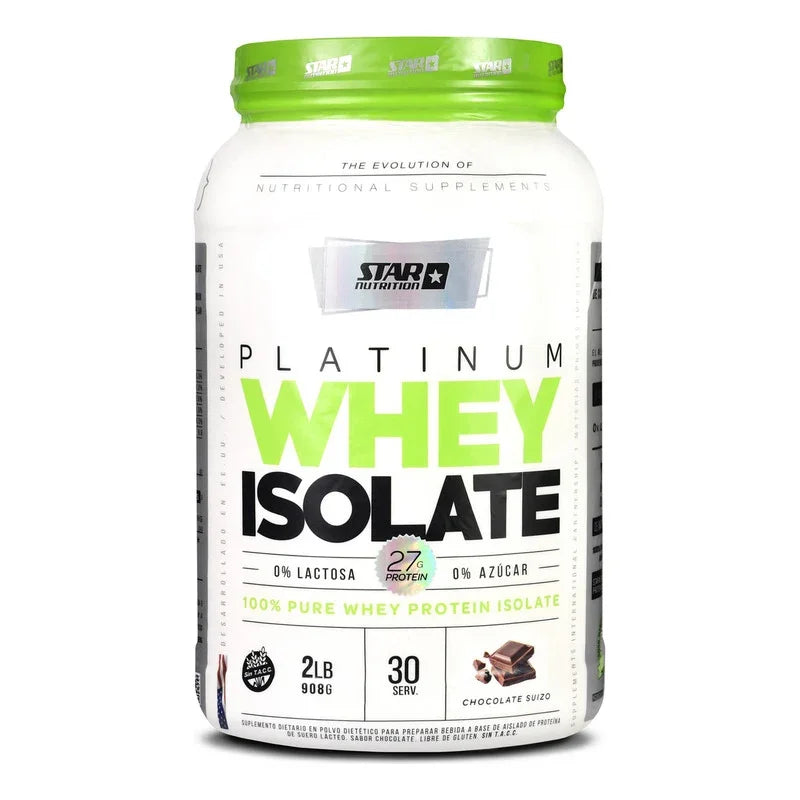 Star Nutrition Platinum Whey Isolate Proteínas Sabor Chocolate Suizo En Pote De 908g