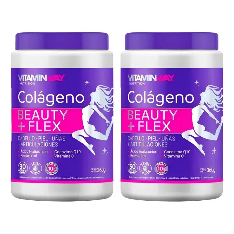 Pack X2 Colágeno Beauty+flex Vitamin Way 360g Sabor Limón Limón