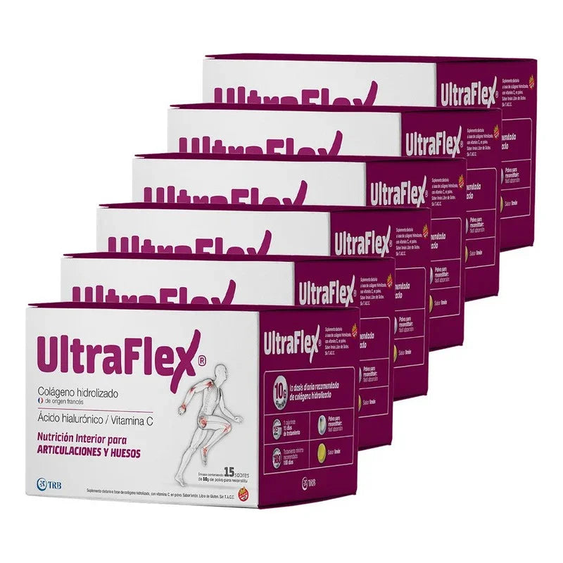 Pack 6 Ultraflex Colágeno Hidrolizado Sobres Articulaciones Sabor Limón