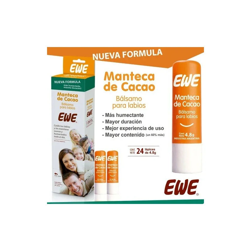 Ewe Manteca De Cacao Bálsamo Para Labios 24 Unidades