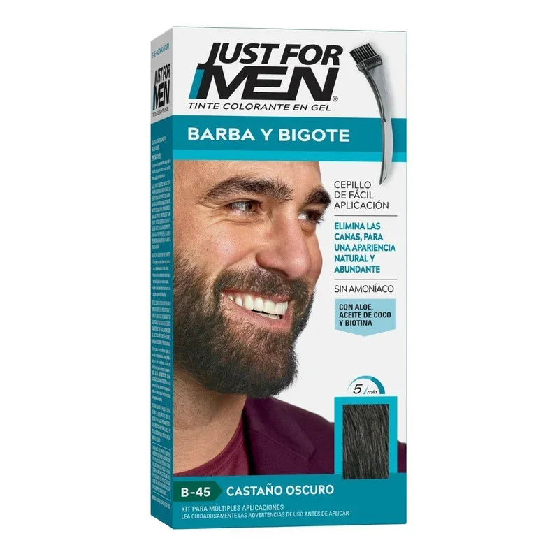 Tintura Colorante En Gel Just For Men Barba Y Bigote Castaño Oscuro 28ml
