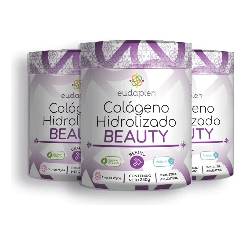 Pack x3 Tratamiento Prolongado De Colágeno Beauty - Eudaplen Sabor Frutos Rojos