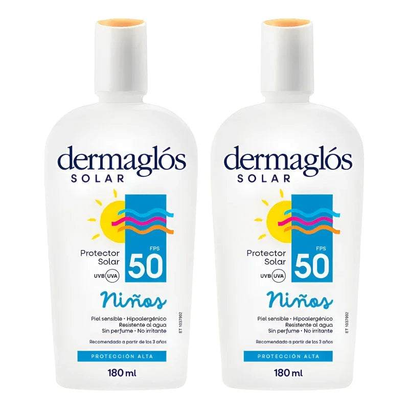 Pack X2 Dermaglos Protector Fps 50 Niños Emulsión 180 Ml
