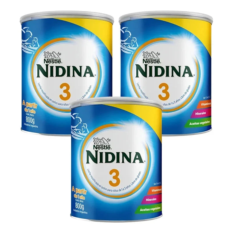 Latas X 3 Unidades Nidina Nest 3 Leche Infantil Polvo  800 G Neutro