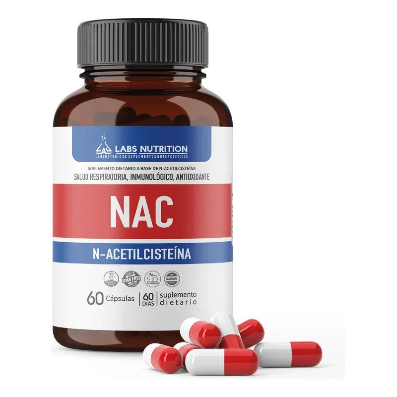 Nac N-acetilcisteína 500mg X 60 Caps Labs Nutrition Sabor Neutro