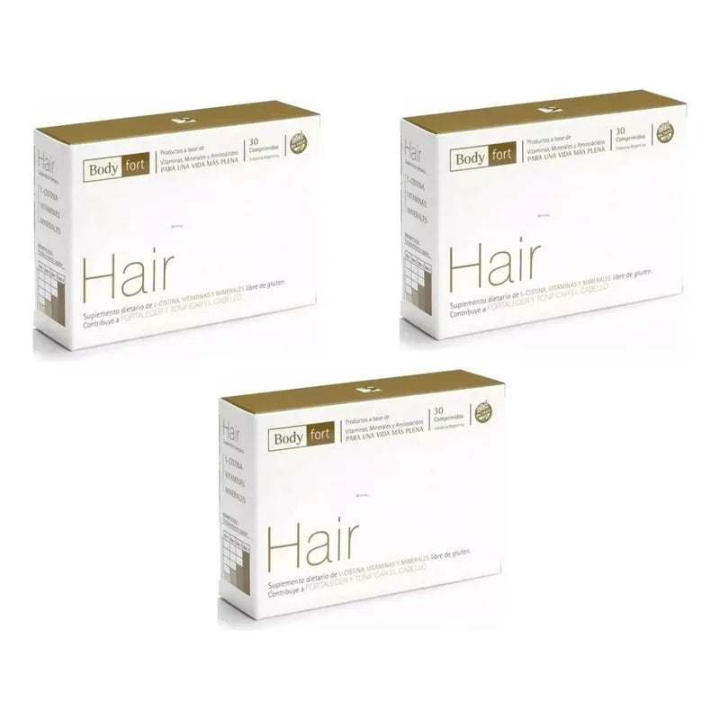 Natufarma Hair Suplemento Fortalecimiento Capilar Pack X3 Sin Sabor