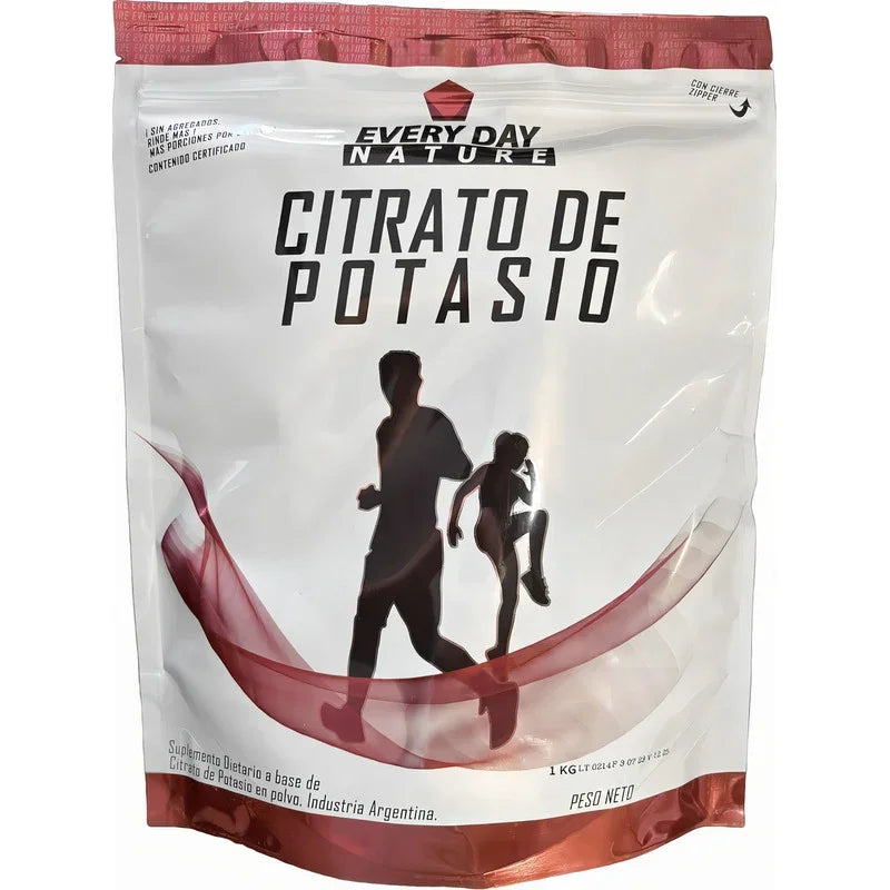 Suplemento dietario de citrato de potasio en polvo de Every Day Nature.