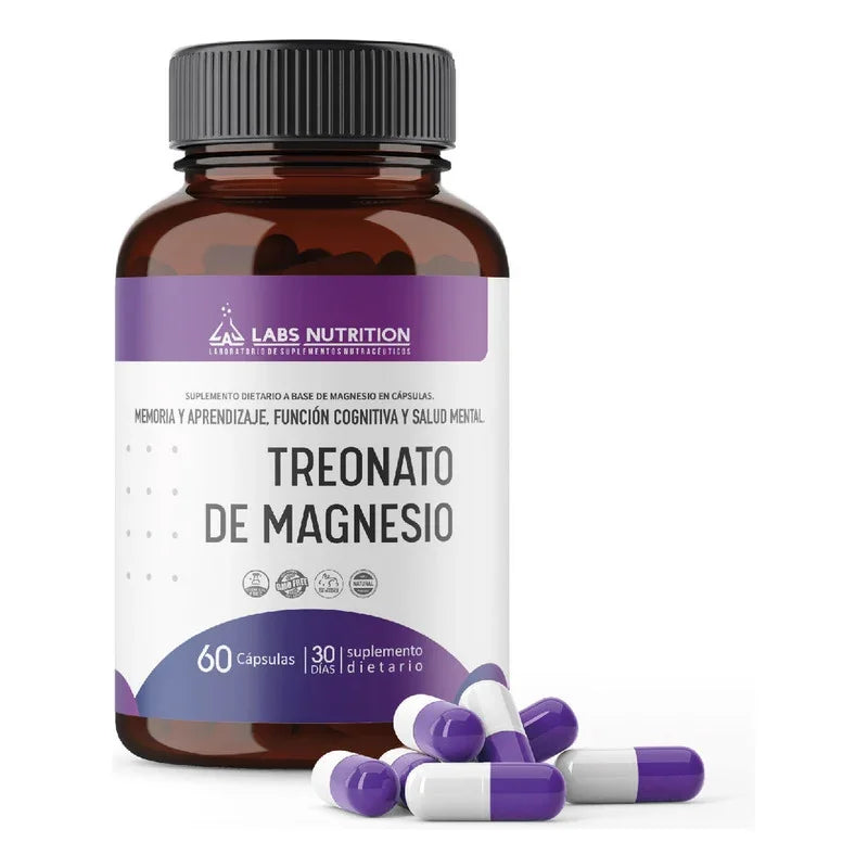 Treonato De Magnesio 500mg 60 Cápsulas Labs Nutrition Sin Sabor