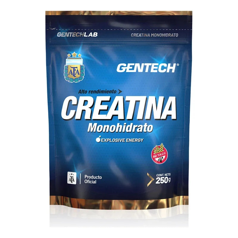 Suplemento Creatina Monohidrato Gentech Afa 250g Pura Micronizada Sabor Neutro Sin Gluten Sin Sabor