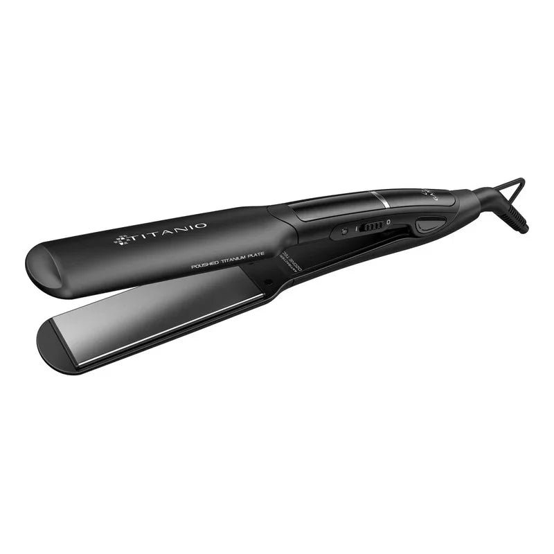 Planchita Pelo Gama X Wide Titanio Profesional Placas Anchas Color Negro