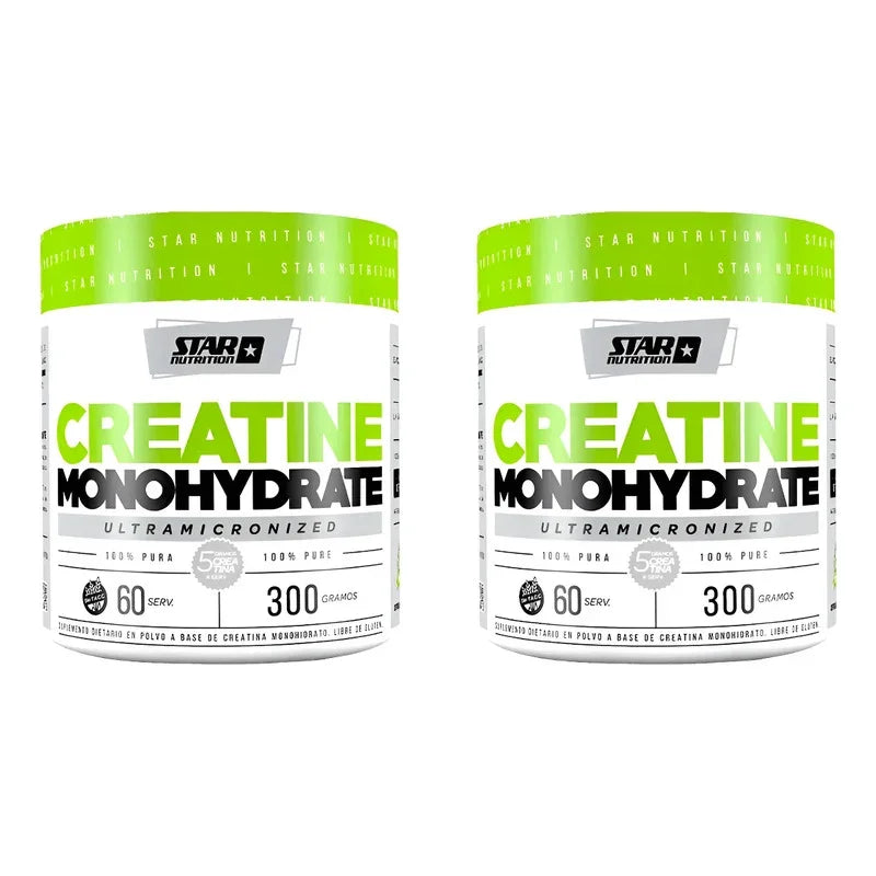 Pack X2 Creatina Monohidratada Star Nutrition 300gr En Pote Sin Sabor
