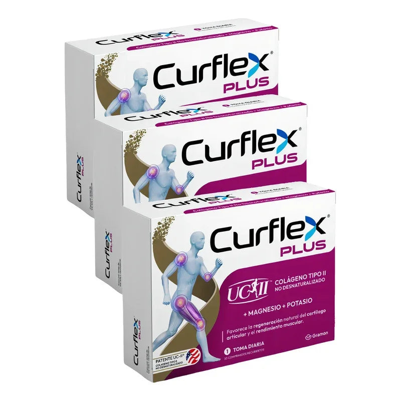Pack X3 Suplementos Curflex Plus En Caja 30un Sin Sabor