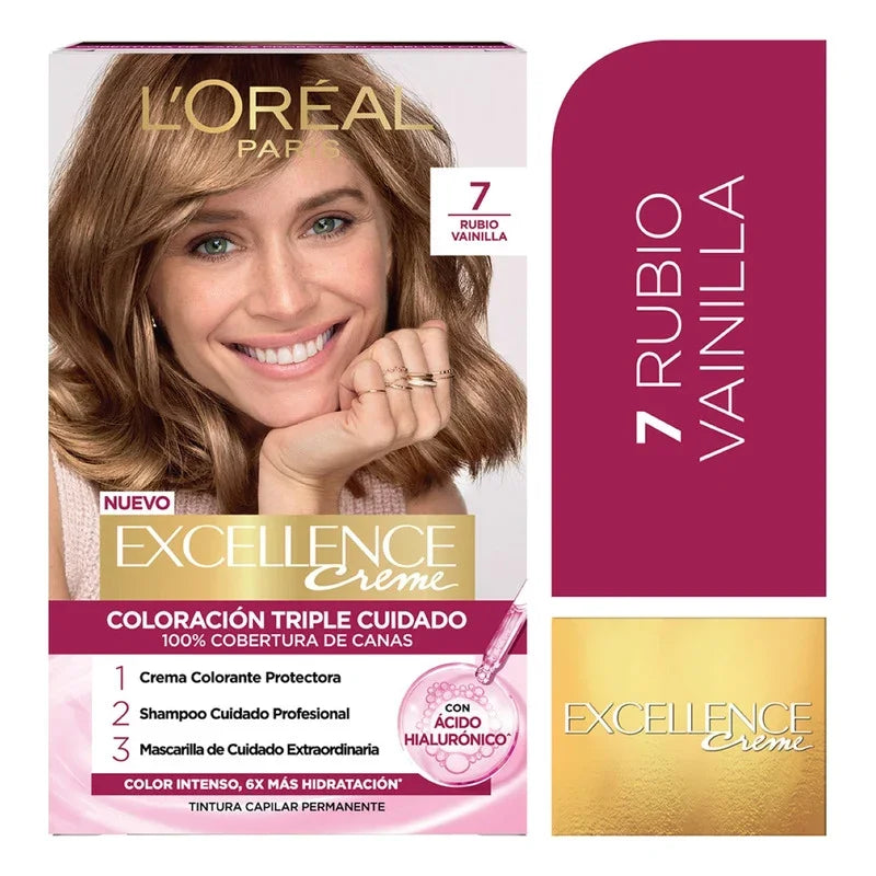 Kit Tintura L'oréal Paris Excellence Creme Tono 7 Rubio 7 Rubio Vainilla