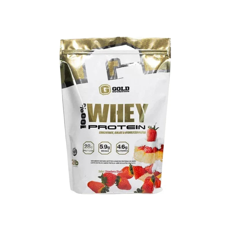 100% Whey Protein Gold Nutrition Proteina 907 G Masa Muscular Sabor Frutilla
