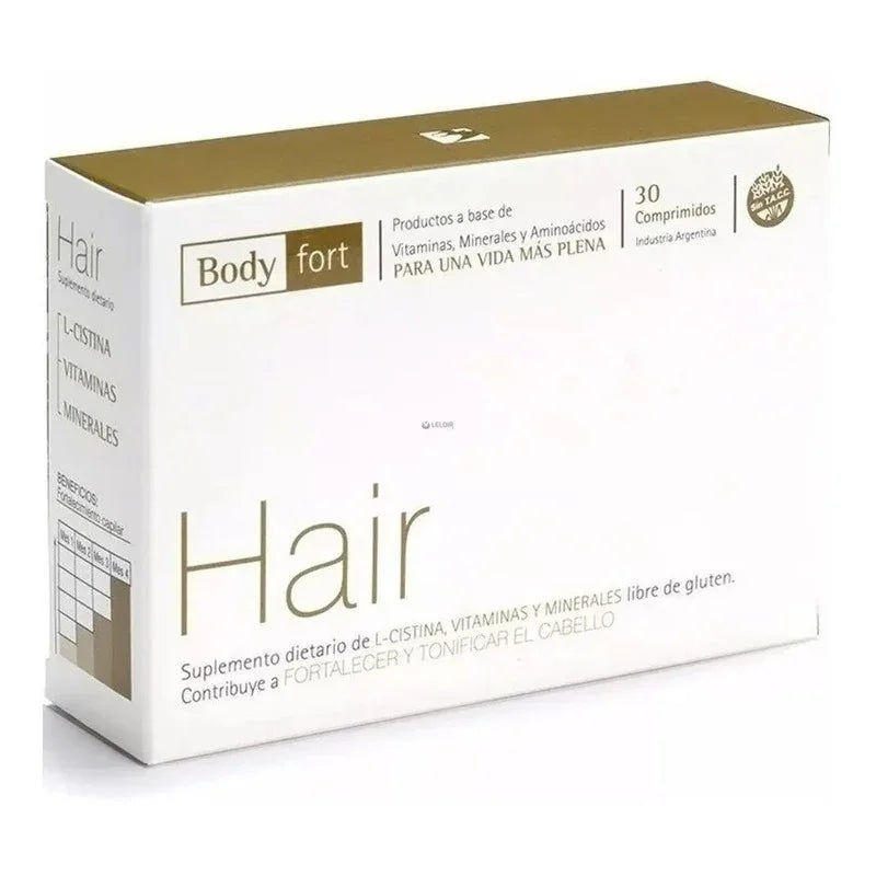 Suplemento dietario Hair Body Fort para fortalecer y tonificar el cabello, con vitaminas y minerales, 30 comprimidos