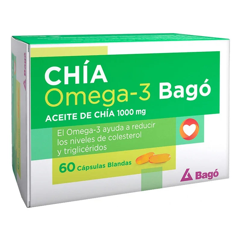 Aceite De Chia Omega 3 Bago 1000 Mg X 60 Capsulas Blandas Sabor Sin Sabor